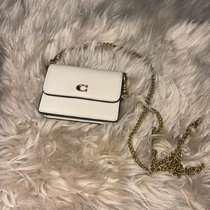 Coach White Mini Bag with Gold Chain